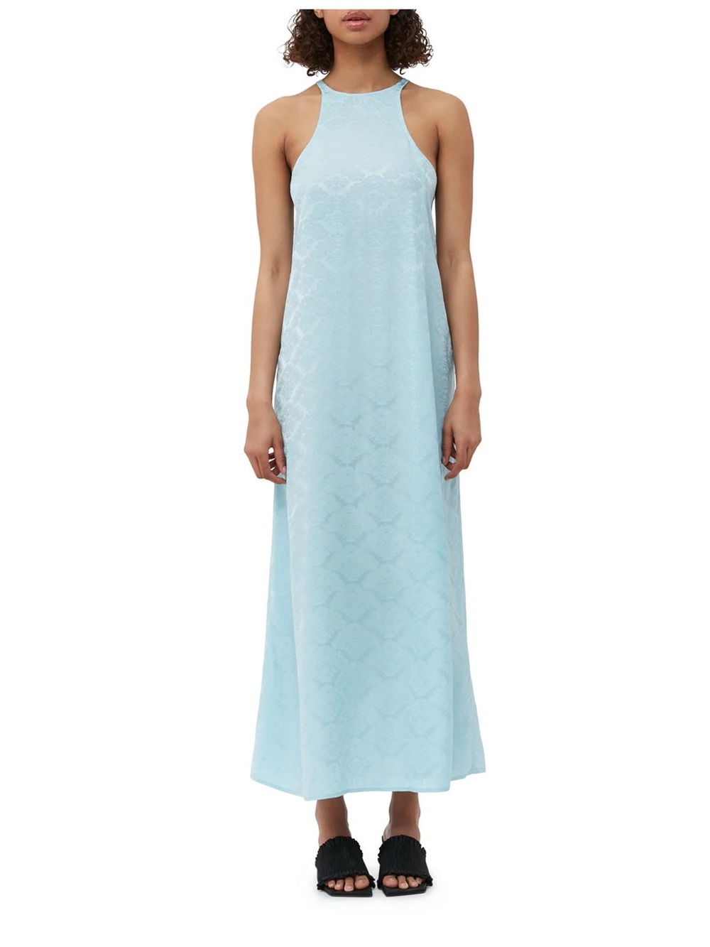 NWOT Ganni Jacquard Slip Dress | Corydalis Blue | EU 38